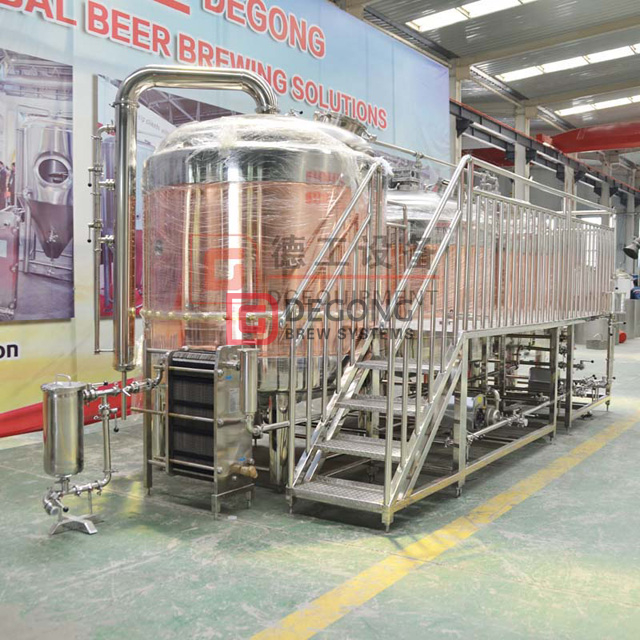 2000L Red Copper 3 Vessels Steam Heated Automatic Beer Beer Brewery Brewingy Equipment en Suecia
